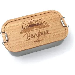 Lunchbox 700ml, Bergbua aus Metall mit Bambusdeckel, Brotdose, Jausenbox, Bento Box, nachhaltig, langlebig, Geschenk zu Ostern, Weihnachten, Geburtstag, Kiga, Urlaub