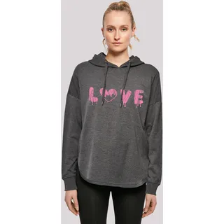 Kapuzenpullover F4NT4STIC "Valentinstag Love Pink" Gr. L, grau (charcoal) Damen Pullover Kapuzenpullover Print