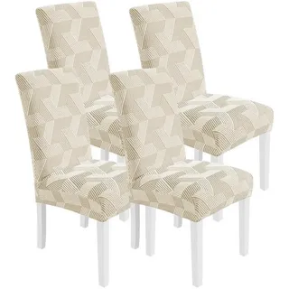 LuxusKollektion Stuhlhusse Stuhlhussen Stretch Hochlehner Abnehmbar Waschbar Beige Gelb 4er Set