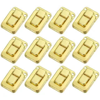 PATIKIL 12 Stück Schnappverschluss 40x27mm, Gold Spannverschluss Metall Verschluss Set, Kasten Türverschluss für Schmuckkästchen Werkzeugkasten Holzkisten Geschenkbox Holz Truhen Box