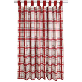 Schlaufenschal Hetty rot-weiß kariert | Landhaus-Vorhang hochwertiger Webstoff 8 Schlaufen | Deko-Gardine für Küche, Esszimmer, Gästewohnung, Kaminzimmer Höhe x Breite 245 x 130 cm