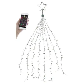 Lunartec Weihnachtsbaum Überwurf: Christbaum-Überwurf-Lichterkette, 320 RGBW-LEDs, Bluetooth & App, IP44 (Weihnachtsbaumbeleuchtung außen, Christbaumnetz Beleuchtung, LED Weihnachtsbaumkerzen)