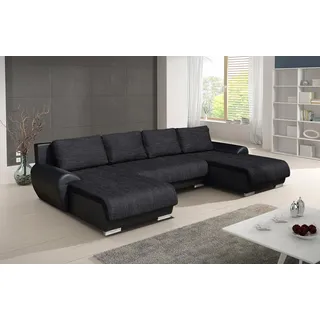 Sofnet Wohnlandschaft Otis, mit Schlaffunktion und Bettkasten, Ecksofa, U-Form Couch, Schlafsofa mit Bonell Federkern schwarz
