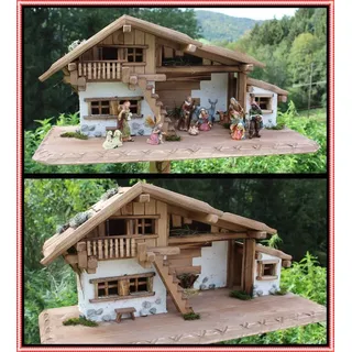 Holzbau Fuchs Weihnachtskrippe- Krippe Krippenstall Weihnachten-Weihnachtskrippe (Krippe W20 ohne Figuren)