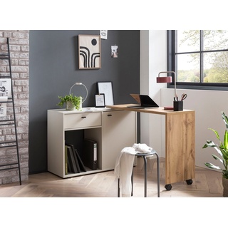 Schildmeyer Schreibtisch Tiny Working, praktisch im Home Office, Sideboard mit flexibler Arbeitsplatte beige