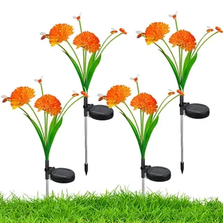Gartendeko Solarlampen Solarleuchten für Außen Garten, 4x Solar Blumen Lampe Gartenleuchte für Rasen Terrasse Party Hochzeit Balkon Deko Beleuch...