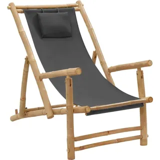 Maison Exclusive - Liegestuhl Bambus und Canvas Dunkelgrau - Grau