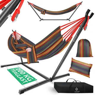 Kesser KESSER® Hängematte LAKE mit Gestell Doppelhängematte für 2 Personen-Stabiler Rahmen 200kg Belastbarkeit Indoor & Outdoor XXL Hängesessel Doppel Mehrpersonen Garten Pool Balkon Terrasse