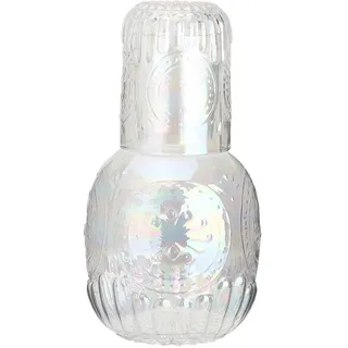 TITA-DONG Nachttisch-Wasserkaraffe und Glas-Set, Kristall-Nachtkaraffe, Krug und Becherglas-Set, Nachtwasserkaraffe, Glas-Mundspülflasche für Badezimmer, Schlafzimmer, Küche(Weiß)