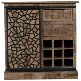WOLF MÖBEL Sideboard (85x45x87), Slide Bar Kommode 2 Schubladen/1Schiebetüre/12 Flaschen schwarz