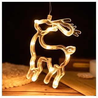 Sunicol Lichterkette LED Lichtervorhang mit Saugnapf, Weihnachten Fensterdeko, Party Decor, Hängendes Lichter, Warmweiß, Batteriebetriebene, für Balkon, Hochzeit
