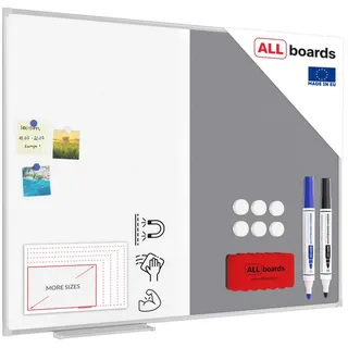 ALLboards Kombitafel 120 x 90 cm grau / weiß