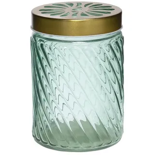 INNA-Glas Dekovase Glasvase CALLYPSO, Deckel mit Löcher, grün-gold, 17cm, Ø11cm grün