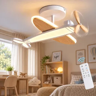 LED Deckenleuchte Dimmbar Kinderzimmer, Epochglo 40W Deckenlampe LED mit Fernbedienung 3000K-6500K Modern Flugzeug Kinder Led Deckenbeleuchtung für Schlafzimmer Flur Küche Büro Esszimmer Balkon, Ø53cm
