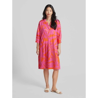 Knielanges Kleid mit Allover-Muster, Pink, 40