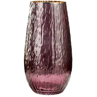 Surwin Glasvase Deko, Klar Glasvase Vintage Deko Gross Vase Tischdekoration Klarem Blumenvase für Wohnzimmer Büro Heimdekoration, Hochzeits Dekoration (Lila groß)