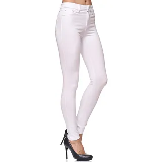 Elara Damen Stretch Hose Jeggings Skinny Fit Neu H13 White 48 (4XL) - 48 Slim