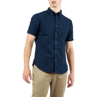 Ben Sherman Herren Kurzärmliges Oxford-Hemd mit Knopfleiste, dunkelmarineblau Gr. M, dunkles marineblau - M