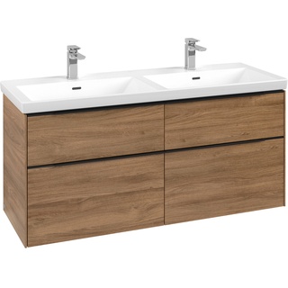 Villeroy & Boch Subway 3.0 Waschtischunterschrank C568L1RH 127,2x56,6x47,8cm, mit LED/Griff Volcano black, Kansas oak