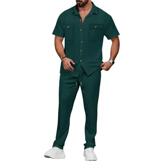Veriliss 2-Teilige Herren Jogging Anzug Trainingsanzug Casual Athletic Jogging Outfits Kurzarm Anzüge Für Männer Set - XL