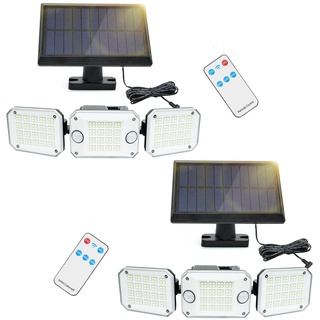 phosir Solarlampen für Außen mit Bewegungsmelder, 224 LED Solar Strahler Außen IP65 wasserdichte Solar Bewegungsmelder Aussen mit 5m Kabel Ideal für Garten Garage 3 Modelle, 2 Stück