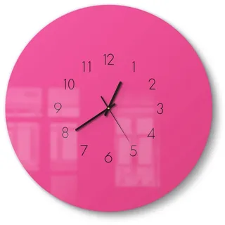 DEQORI Wanduhr 'Unifarben - Rosa' (Glas Glasuhr modern Wand Uhr Design Küchenuhr) rosa 50 cm x 50 cm