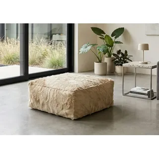 KUHFELL online & NOMAD Pouf KUHFELL POUF FUßHOCKER SITZKISSEN 60 x 60 x 30 cm beige