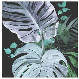 Bilderdepot24 Teppich Vinyl Wohnzimmer Schlafzimmer Flur Küche Tropical modern, quadratisch - grün glatt, nass wischbar (Küche, Tierhaare) - Saugroboter & Bodenheizung geeignet grün 160 cm x 160 cm