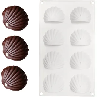 SEABABOO Madeleine Backformen 8 Löcher Madeleine Silikon Formen Madeleine Kuchenform Antihaftbeschichtung Muschelförmige Backform für Kuchen Schokolade Süßigkeiten Kekse