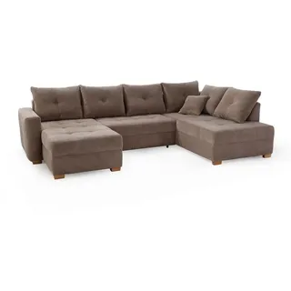 None Wohnlandschaft Abby Cord Grau Taupe