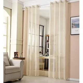 Woltu Gardinen transparent mit Ösen Leinenoptik Vorhang Ösenvorhang Halbtransparent Stores Voile Fensterschal Leinenvorhang für Wohnzimmer Kinderzimmer Schlafzimmer, (1 Stück)