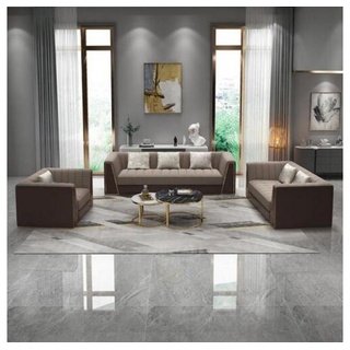 JVmoebel Sofa Graue moderne luxus Garnitur 3+2+1 Sitzer Sofagarnitur Neu, Made in Europe beige|braun