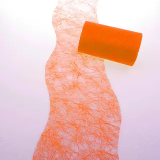 Deko AS GmbH Sizoflor Tischband - 25 Meter Rolle + 100 Deko Sterne in Silber Gratis (12,5cm Breite Welle, Orange)