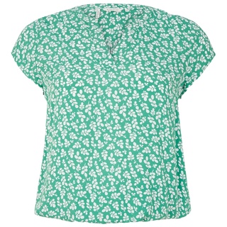 TOM TAILOR Damen Plus - Kurzarm-Bluse, grün, Blumenmuster, Gr. 46