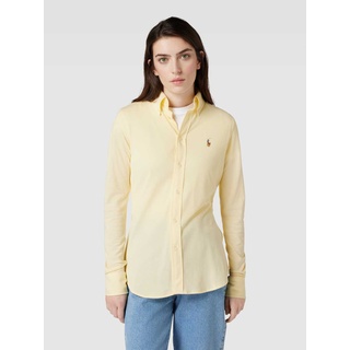 Bluse mit Button-Down-Kragen, Gelb, L