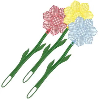 Westmark 3 Fliegenklatschen in Blumenform, Kunststoff, Blume, Grün/Farbig sortiert, 509522E3
