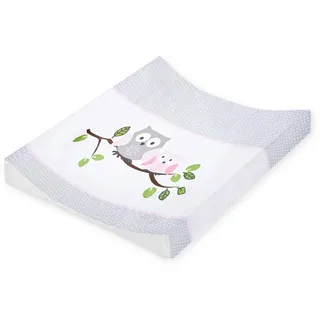 Julius Zöllner® 2-Keil Wickelauflage 60x71 cm - weiche Wickelunterlage - Baby Wickeltischauflage - Folie, wasserdicht & abwischbar - Made in Germany - OEKO-TEX Standard 100 - Eulen rosa
