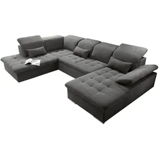 ed-lifestyle Wohnlandschaft U-Form Webstoff 3-Sitzer Braun