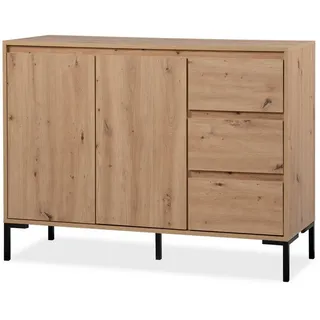 furn.design Sideboard Bastia 120 x 87 cm Eiche Artisan / Beige