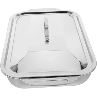 DOITOOL Bräter mit Deckel Klein aus Edelstahl Rechteckig Heavy Duty Backform für Cakes und Pizza zum Backen und Rösten im Haushalt