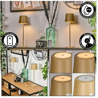 hofstein Tischleuchte Tischlampe dimmbar aus Metall/Kunststoff in Beige/Weiß, ohne Leuchtmittel, Tischlampe innen/außen, USB-C Anschluß, Akku, An-/Ausschalter, IP44 beige|weiß