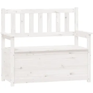 vidaXL Sitzbank mit Stauraum Truhenbank Holzbank Flurbank Truhe Bank Massivholzbank Sitztruhe Holztruhe Wohnzimmer Weiß 112,5x51,5x96,5cm Massivholz Kiefer