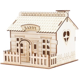 Haus Sparschwein, Hausgeldbox Holzvilla Haus Sparschwein Spardose mit LED Licht Miniatur Villa Münze Aufbewahrungsbox Münzbox Sparbüchse Spardose Holz für Jungen Mädchen