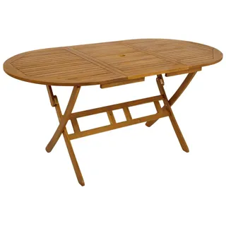 DEGAMO Gartentisch Klapptisch Holztisch 85x160cm oval, Holz Akazie geölt