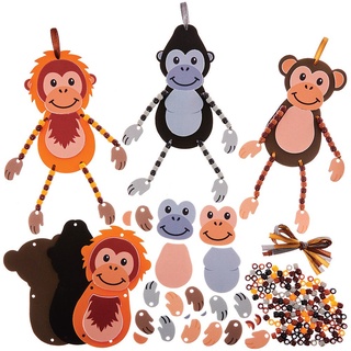 Schimpansen-, Gorilla- und Orang-Utan-Sets mit baumelnden Armen und Beinen (6 Stück) Bastelsets