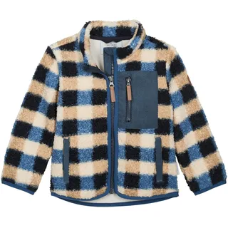 KILLTEC Plüschjacke Karo, blau | beige, 86