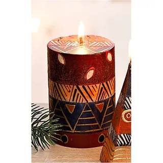 Stumpenkerze in Muster braun von DW-Shop, Braun