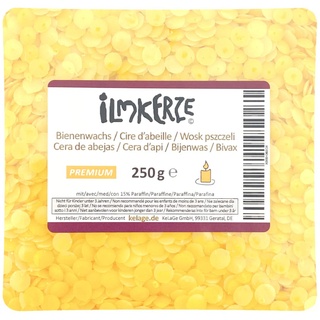 Ilmkerze® Bienenwachs Pastillen gelb 250 g | Premium | ideal für Kerzen Teelichter Formkerzen Ziehkerzen Kerzengießen Bienenwachskerzen