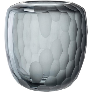 Leonardo Bellagio Kugelvase - Vase aus hochwertigem Glas mit Struktur außen - Handarbeit - Höhe 19 cm, Durchmesser 16,5 cm - Anthrazit, 036450