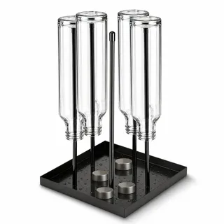 VINATO Flaschen Abtropfständer Abtropfgestell Flaschen Flaschenhalter für SodaStream Flaschenständer zum Abtropfen mit Abtropfgestell 5-er Flaschenständer aus Metall für Küche, Schwarz